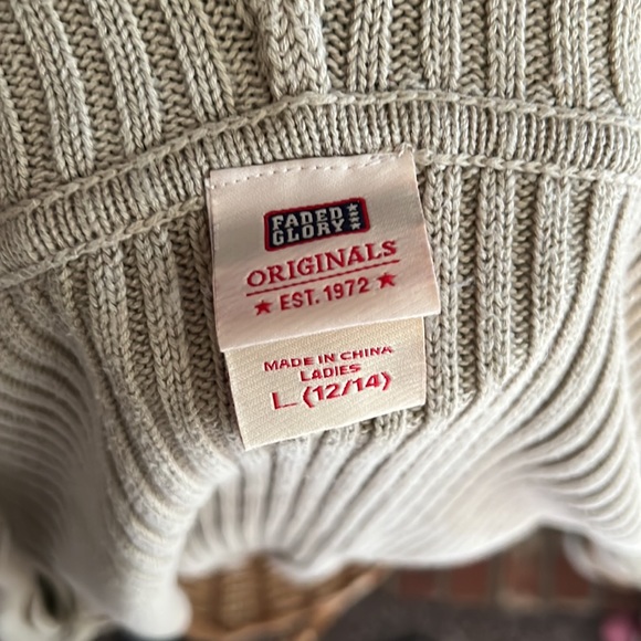 Youth size L Vintage rib-knit button down hooded cardigan - Picture 9 of 10